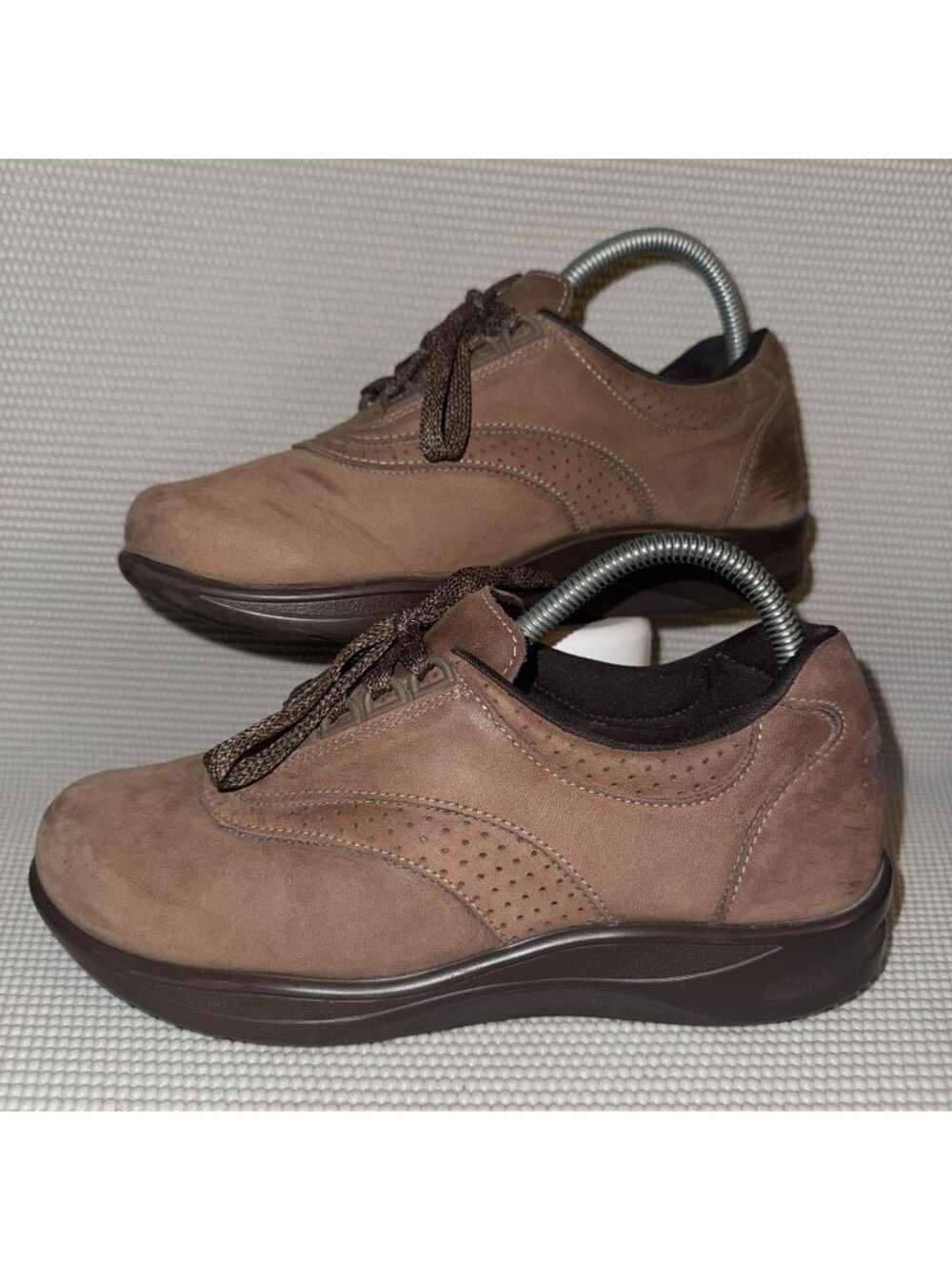 SAS Walk Easy Brown Leather Walking Comfort Support Lace Up Shoes Women Size 7W